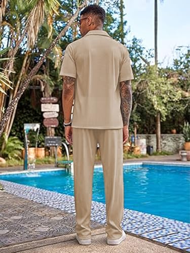 Image of CHKOKKO Men Training Suit Solid Polyester Summer Co-Ord Set With Polo Neck
