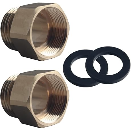 DEWHEL 2 Pack Brass Hose Bib Adapter Include Rubber Washer Compatible with...
