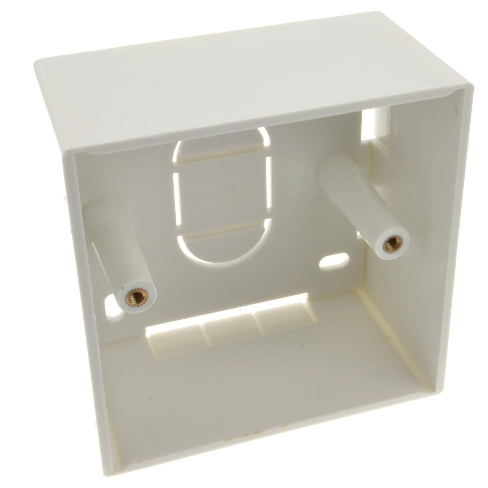 kenable Surface Mount Back Box 1 Gang 46mm Deep White Pattress Box for Single Sockets and Switches BS5733