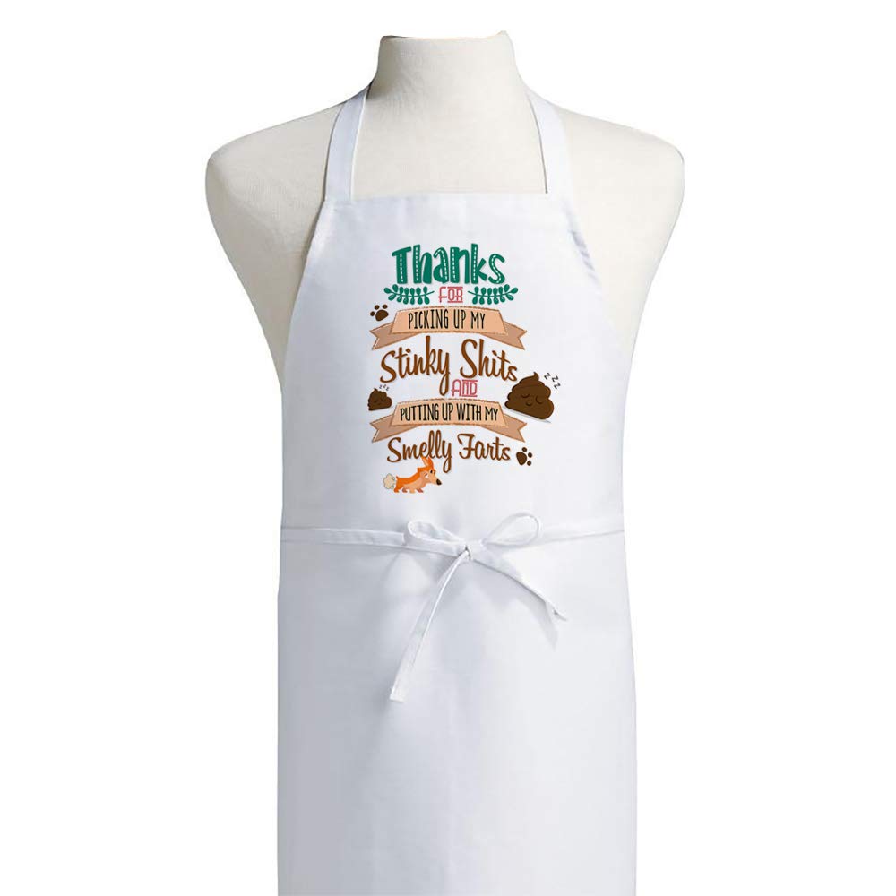 Getagift Thanks for Picking Up My Stinky Shits and Putting with My Smelly Farts Themed Women Men Funny Adult Apron Kitchen Apron.