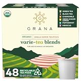 G GRANA Tea Pods, Compatible with Keurig Machines, 48 Count, Variety Pack of Green, Black, Chamomile, Green Ginger Lemon, Peppermint, Hibiscus Teas, USDA Organic, Recyclable Single Serve Capsules