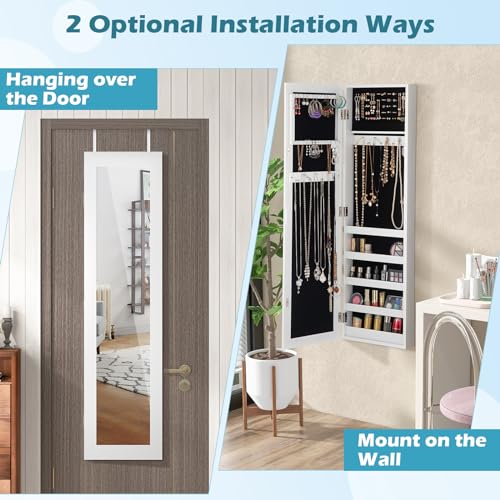 Loko LKS10084JAJV Mirrored Jewelry Armoire, Wall/Door Mounted Jewelry Cabinet thumb #3