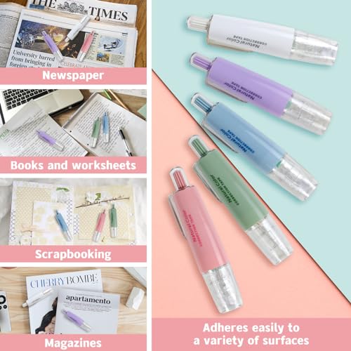 OT-NVWOZR 5pcs White Out Correction Tape with 5pcs Replacement Whiteout Tape, Retractable Correction Tape for School, Mini Cute Refillable White Out Tape Pens for Office Note Taking Supplies - Thumbnail 7