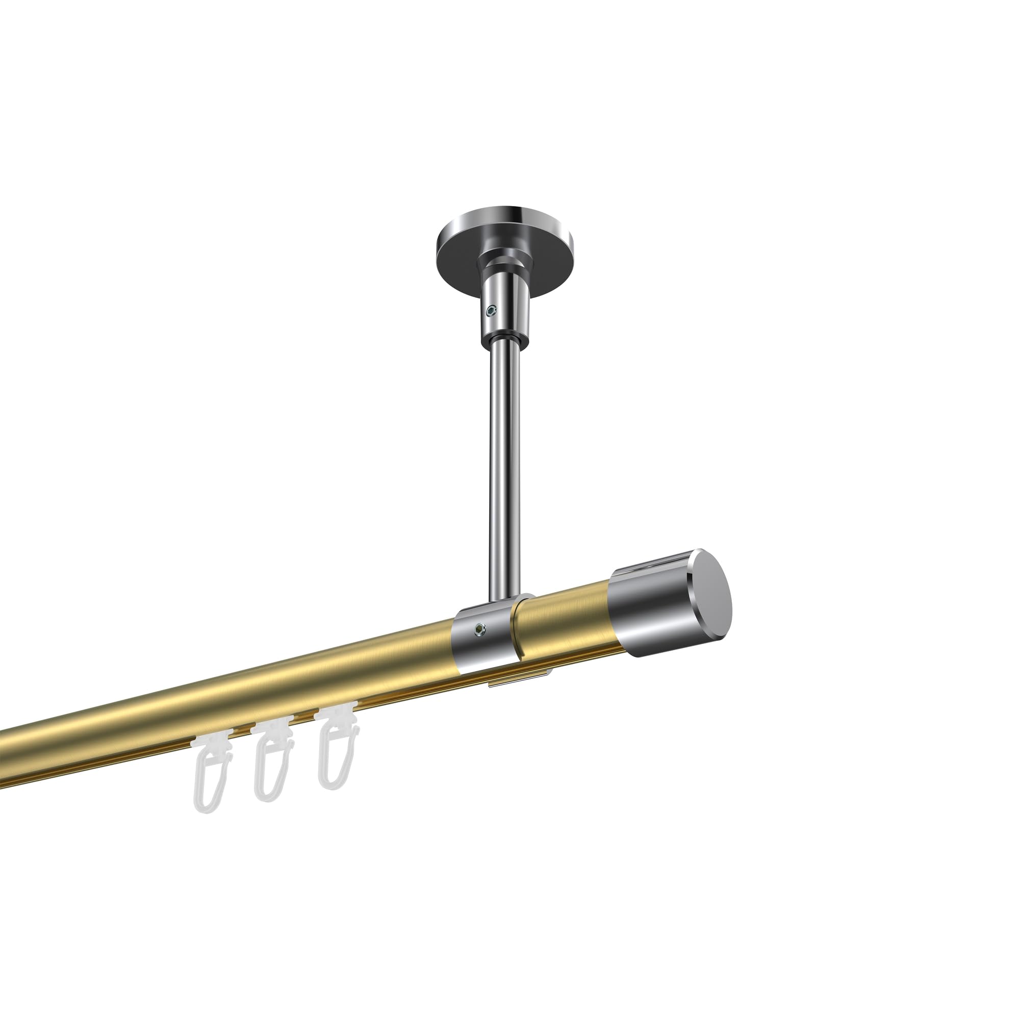 INTERDECO Innenlaufstange 20 mm 1-läufig Messing-Optik/Chrom 360 cm