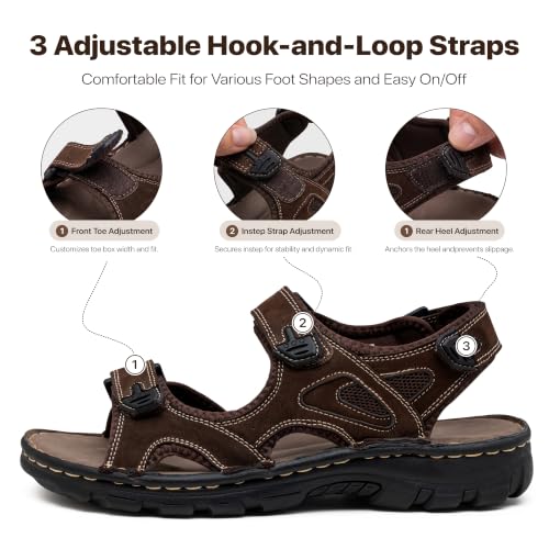 Image of JOUSEN Men's Sandals Outdoor Open Toe Water Beach Sandal Leather Sport Sandal