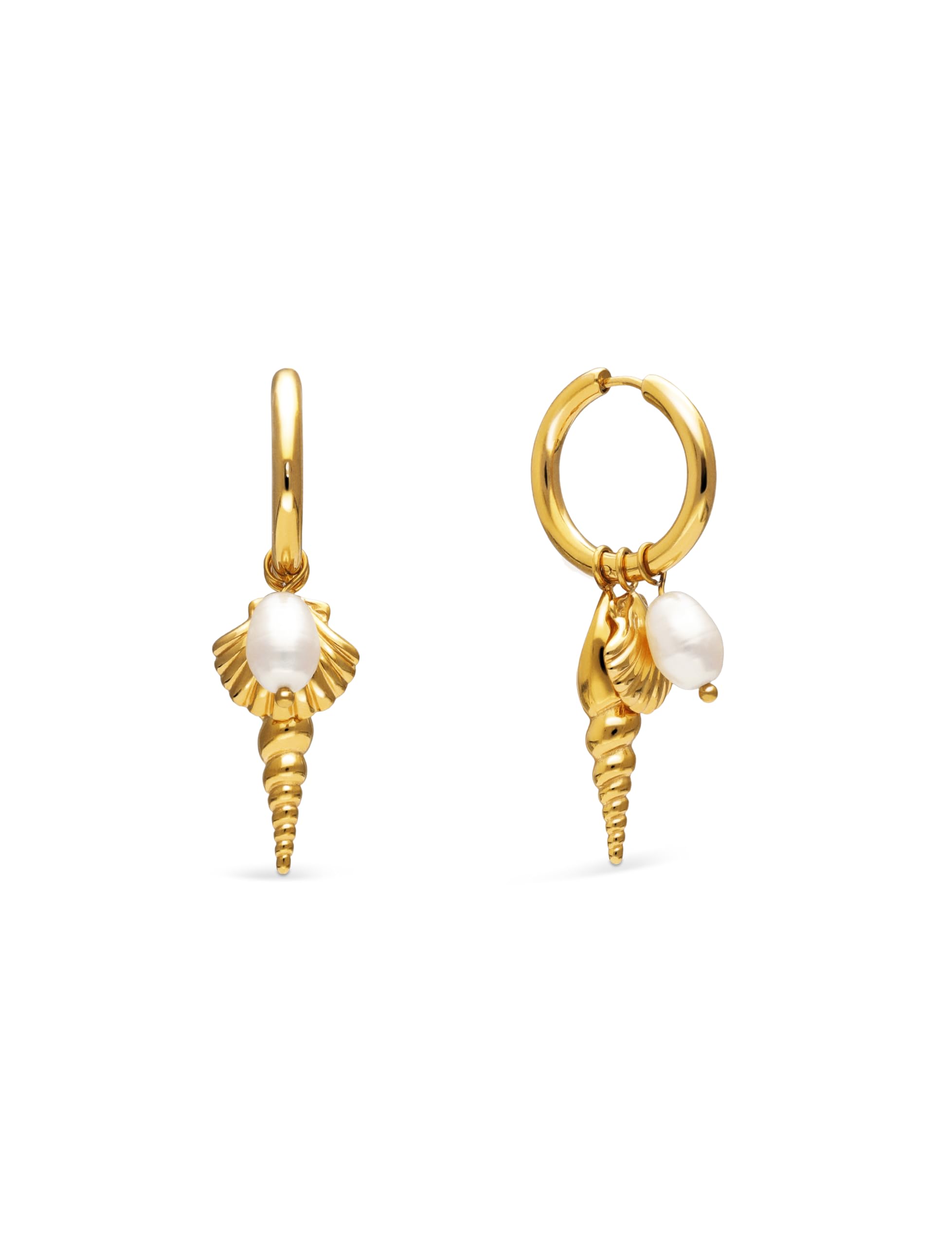 SINGULARU Pendientes Mujer Carmen True Mar Acero Baño Oro | Acero con baño de Oro de 18kt resistente al agua con perla cultivada. con descuento