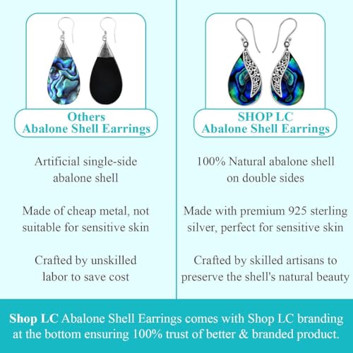 shop lc 925 sterling silver abalone shell dangle drop elegant earrings costume jewelry for women birthday gifts for women