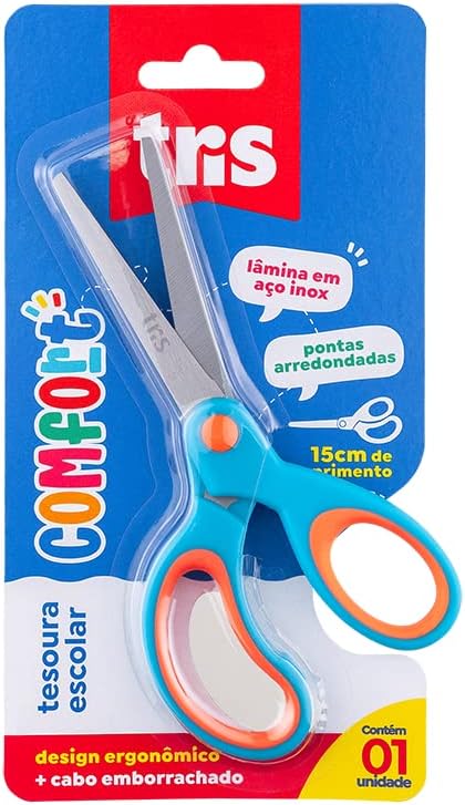Tesoura Escolar Comfort - 15Cm - Cart C/1 Un - Tris