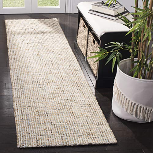 SAFAVIEH Abstract Collection Area Rug - 2'3" x 22' Runner, Gold & Blue, Handmade Wool, Ideal for Living Room, Bedroom, Dining Space (ABT468D)
