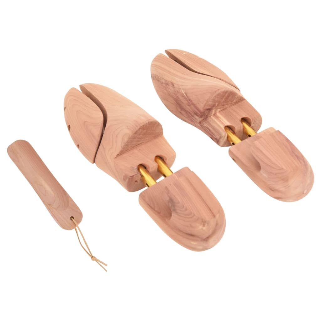 Schuhspanner aus Zedernholz für Damen EU 36-37, Schuhdehner zur Formerhaltung mit Schuhlöffel, 1 Paar, verstellbar in Länge und Breite