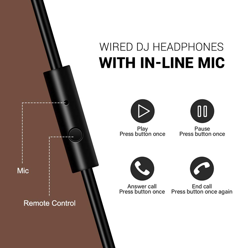 OneOdio Casque DJ avec Micro et Adaptateur pour Casque d'écoute stéréo 6,3 mm et 3,5 mm, boîtier Rotatif à 90 ° et unité de Pilote en Cuir…