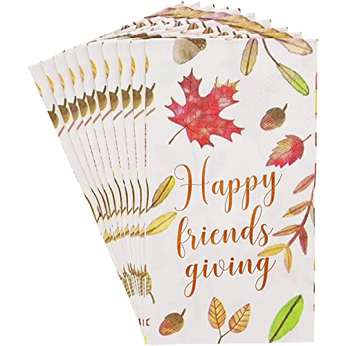 50-Pack White Thanksgiving Paper Napkins For Friendsgiving Party (7.9X4.4 In) #TOP11