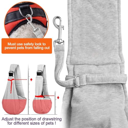 Tomkas Small Dog Sling Carrier - Zipper Pocket & Adjustable Strap - for 3-10 lbs Pets(Grey)