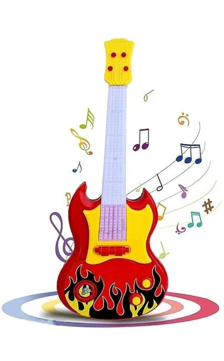 Kids Guitar with 4 Strings | Musical Toy for Boys & Girls | Educational Pretend Play Instrument | Lightweight Plastic Guitar for Beginners | Music Learning Toy for Kids Age 3+ Years-picture-11