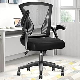 Desk Chair - Ergonomic Office Chair with Flip-up Armrest & Lumbar Support & Adjustable Height, Modern Conference Executive Manager Work ChairBlack