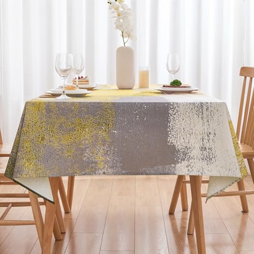 Mantel Amarillo 100 x 140cm Manteles Mesa Rectangular Antimanchas Lino Lavable Exterior Rústico Protector Mesa Comedor Decorativo Estética para Cocina Otoño Bodas Vacaciones