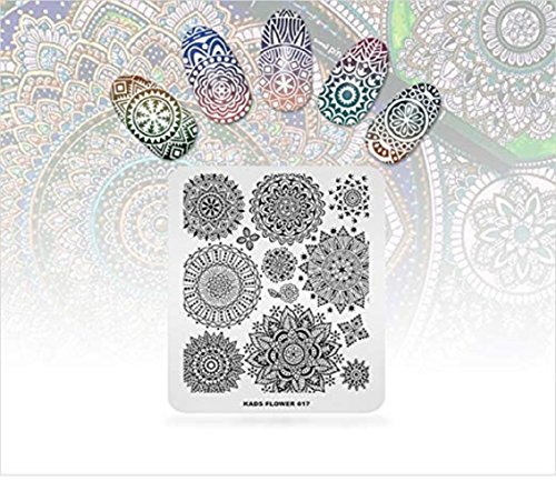 Rolabling 4 Pcs Nail Art Stamping Plate Set Spring Flower Mandala Nature Series Image Plates Nail Art Polish Stamping Template Manicure Tools (7) #TOP1