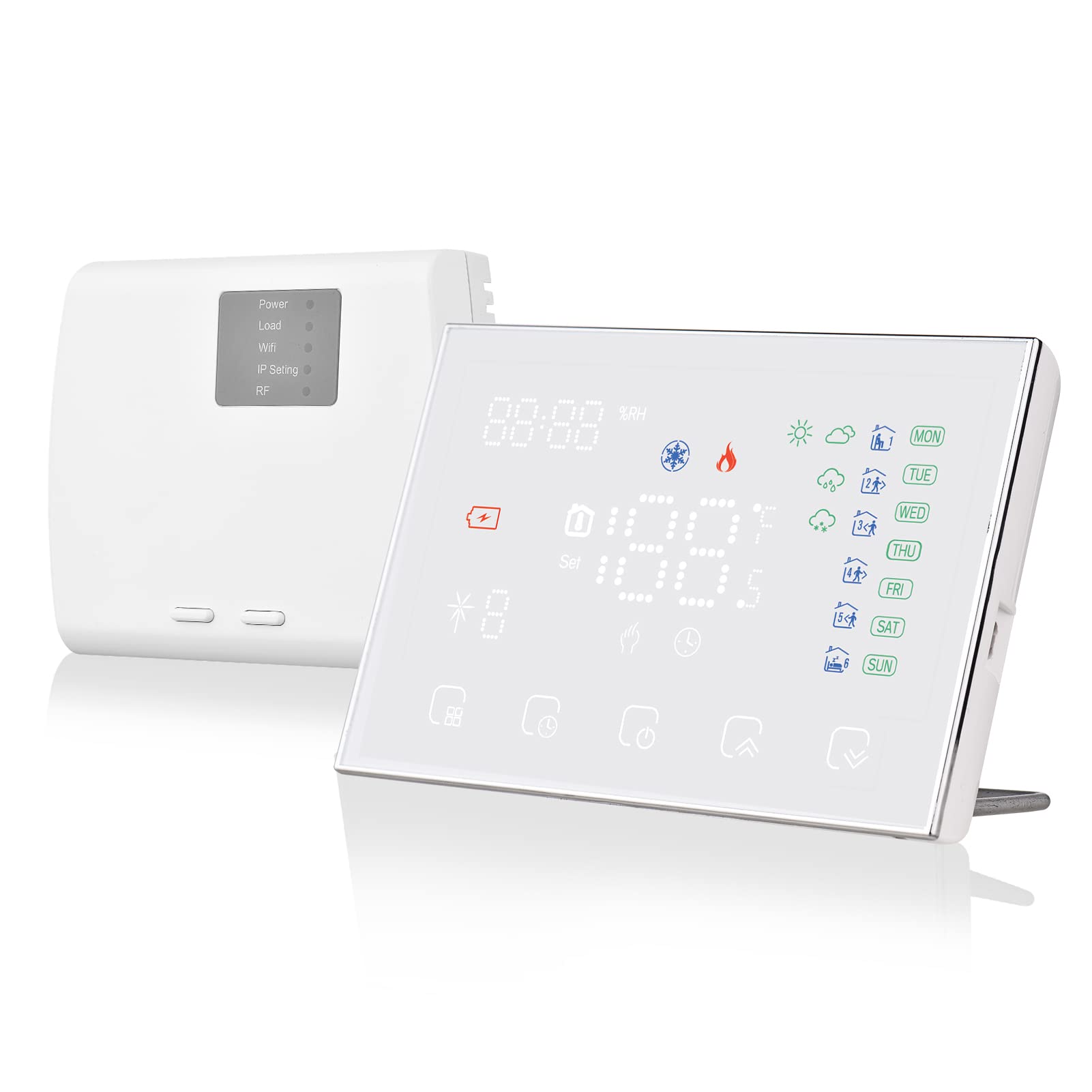 Matybobe Termostato per riscaldamento a pavimento digitale programmabile con touch screen LED per Home Market Factory School Office Hotel Electric Heating Bianco
