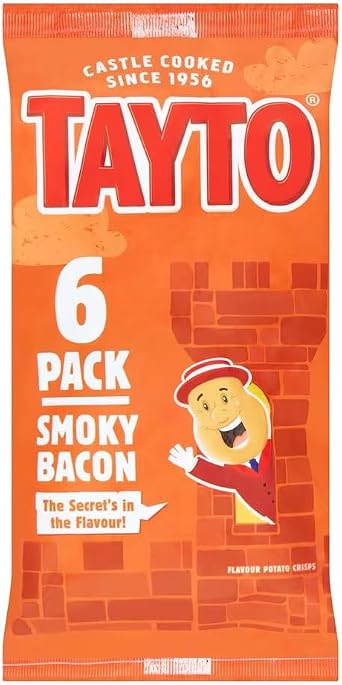 Smoky Bacon Flavour Potato Crisps Tayto 6X25g 2 Pack