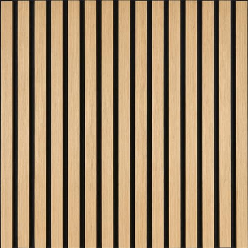 Image of Fuse Acoustic Wooden Slatted Wall Panel in Natural Oak, 60cm x 60cm