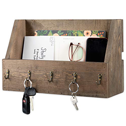 Key and Mail Holder for Wall - Wooden Wall Mount Mail Organizer