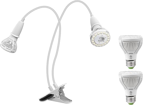 SANSI Luces LED de cultivo para plantas de interior, luz de crecimiento de cuello de cisne con clip de espectro completo de 300 W + 2 paquetes de