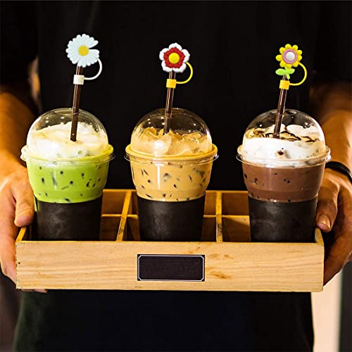 Silicone Flowers Straw Cover - 12 Pack Cute Reusable Drinking Straw Caps Lids Dust-Proof Straw Plugs For Straw Tips For Home Kitchen Accessories (Flowers Straw Cover) #TOP5
