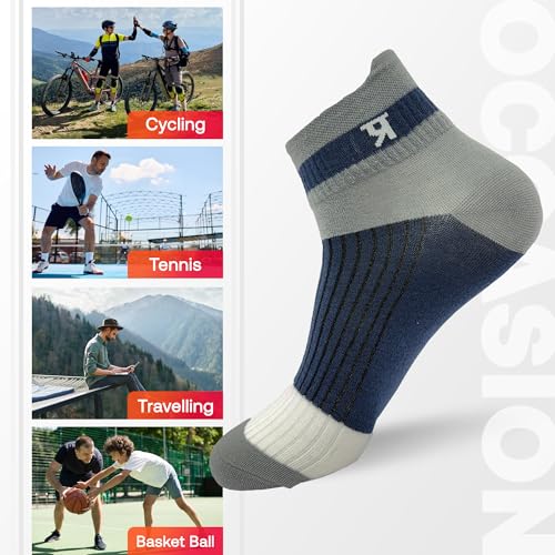 Image of PRASTHAN Sports Unisex Nylon Cotton Ankle Length Socks Made With Breathable Anti Odour & Moisture Absorbent Combed Cotton with a Extra Durable.