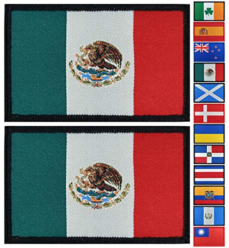 JBCD 2 Pack Mexico Flag Patches Mexican Flags Tactical Patch Pride Flag Patch for Clothes Hat Patch Team Military Patch