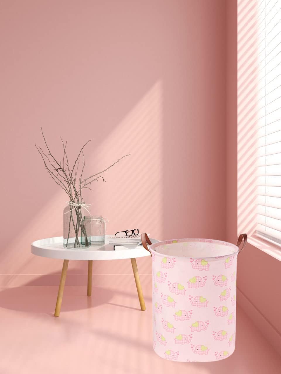 ESSME Pink Laundry Hamper,Elephant Hamper Waterproof Baby Laundry Basket for Girls, Nursery Hamper,Gift Baskets,Girls Room Decor(Pink elephant) : Baby