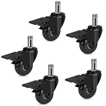 Hirate 2" Office Chair Casters with Brake 7/16" x 7/8" Standard 11mm Stem