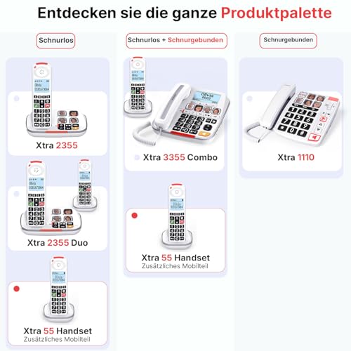 SWISSVOICE – Xtra 55 Handset – Zusätzliches Mobilteil für DECT Schnurlostelefon Swissvoice Xtra 2355, Xtra 2355 Duo und Xtra 3355 Combo – Einfache Installation – Funktioniert Nicht allein am Router
