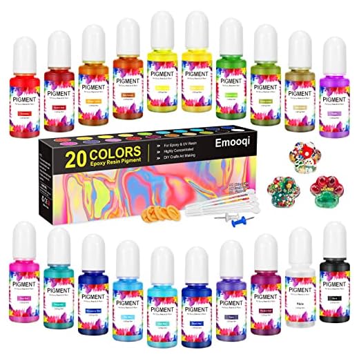 Epoxy Resin Pigment, Emooqi 20 Color Liquid Epoxy Resin Dye Translucent Resin Colorant, for Epoxy Resin Coloring, Coating, DIY Crafts Production. Suitable for Novices and Experienced Professionals.
