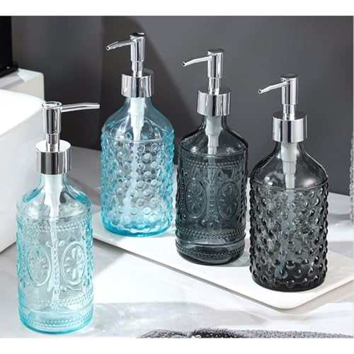 Dispensador de jabón de vidrio transparente decorativo para organizar el fregadero de la cocina 6