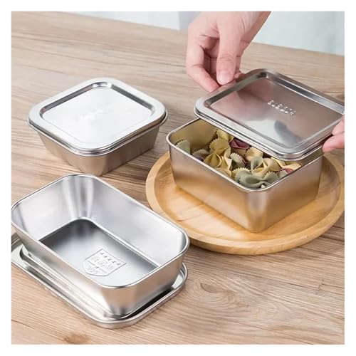 Bandeja rectangular de acero inoxidable con tapa para servir porciones de frutas en casa 8
