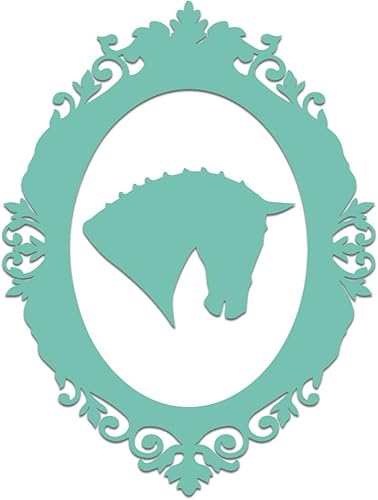 Vinilo con marco de camafeo de caballo, cuaderno y portátil de 4 x 5.5 pulgadas (menta)