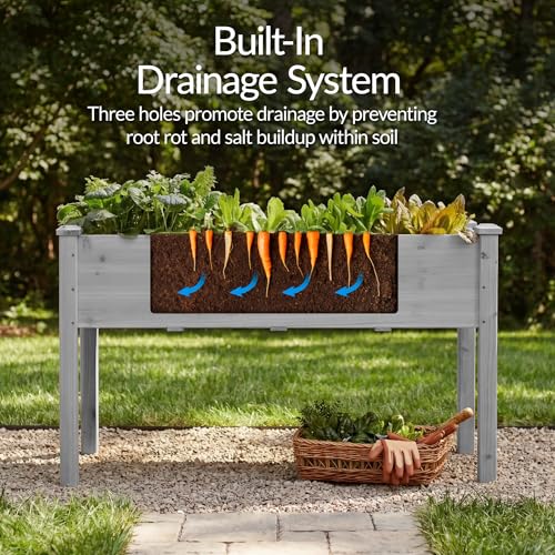 Image of Best Choice Products 48x24x30in Raised Garden Bed, Elevated Wood Planter Box Stand for Backyard, Patio, Balcony w /Bed Liner, 200lb Capacity - Gray