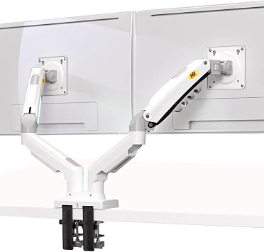 TriLine NB F160 White 17-27" Double Arm Monitor Holder 2-9 kg Vesa Monitor Stand with Shock Absorber