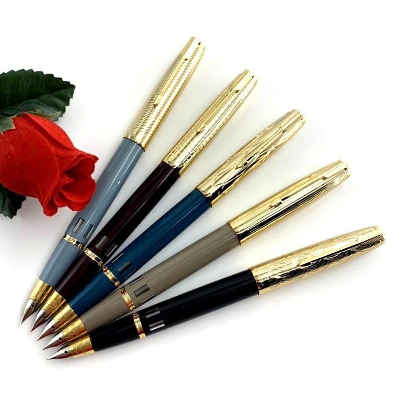 Stylo-plume doré à double pierre bleue pour optimiser vos notes de bureau et d'école