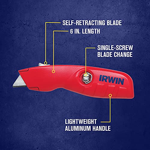 IRWIN Faca utilitária, auto-retrátil para segurança (2088600), vermelha
