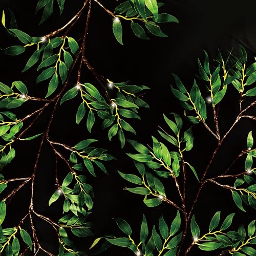 6Ft-Lighted-Artificial-Willow-Oak-Garland-with-48-LED-Fairy-Lights-Battery-Operated-Faux-Vine-Lights-with-Timer-for-Spring-Christmas-Holiday-Fireplace-Decor 6Ft Lighted Artificial Willow Oak Garland with 48 LED Fairy Lights Battery Operated Faux Vine Lights with Timer for Spring Christmas Holiday Fireplace Decor