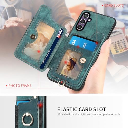 Asuwish Capa de telefone para Samsung Galaxy A17/A26 capa carteira com protetor de tela temperado e alça de pulso RFID suporte de cartão de crédito anel suporte celular A 17 17A 26 26A 4G SM-A166U