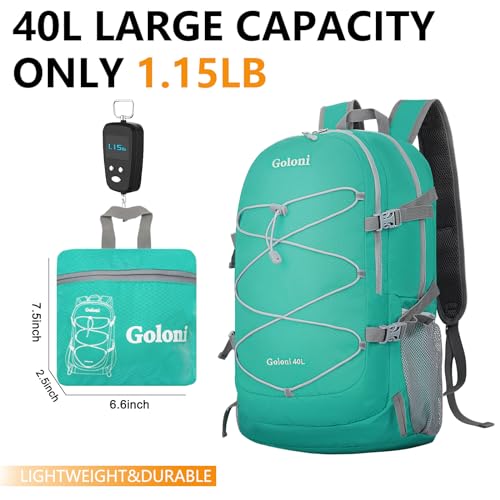 Mochila Deportiva Ligera Plegable 40L Celeste miniatura 5