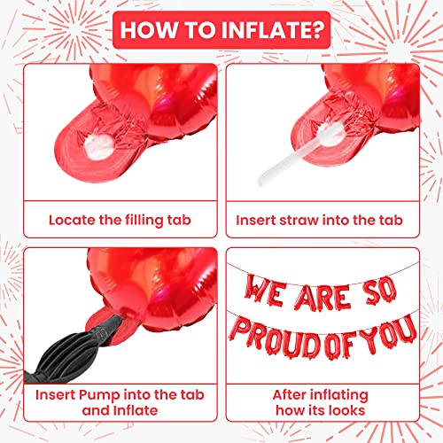 Image of We Are So Proud Of You Balloons - 16 Inch, Red Congratulations Balloon | Army Balloons for Congratulations Decorations | Graduation Banner for Red Graduation Decorations 2026 - KatchOn
