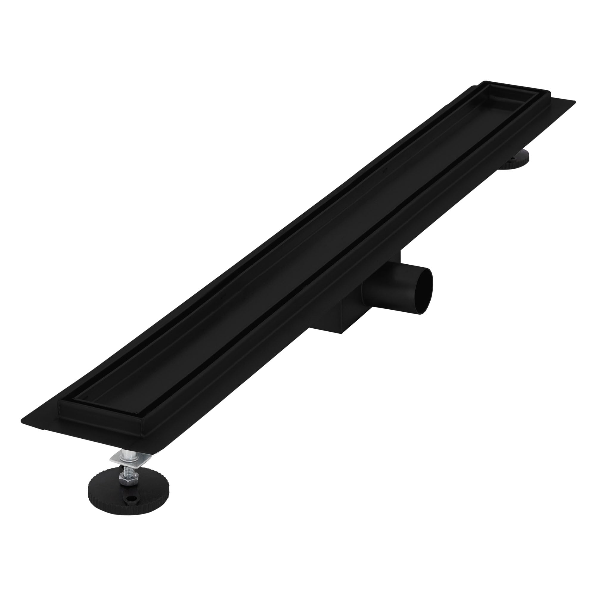 LuxeBath odplyw liniowy 80 cm 2w1, do montazu w plytkach, bardzo plaski, stal nierdzewna, czarny, dwustronny odplyw podlogowy, kompletny zestaw do montazu w podlodze, odplyw liniowy, syfon z blokada