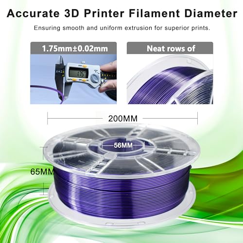 Image of iBOSS Silk Dual Color Purple Black PLA Plus Filament,1kg 3D Printer High-Speed Filament 1.75mm + / -0.02mm, Suitable for Most FDM Printers, PLA+ 3D Filament(Silk Purple Black)