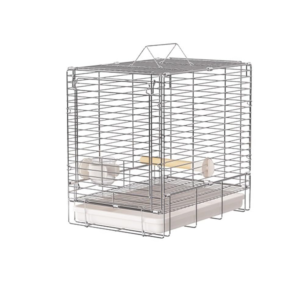 Jaula para pájaros, Jaula para Loros con Bandeja Plegable y Asas Dobles para facilitar la Limpieza y el Transporte de Aves, Ideal para Uso en Exteriores. Jaula de Viaje para pájaros (Blanca)