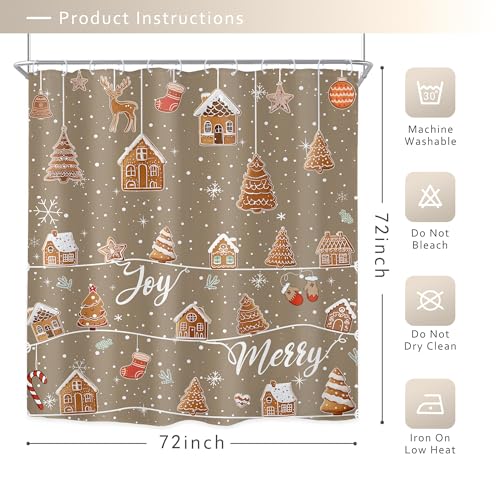 Image of Riyidecor Merry Christmas Happy Xmas New Year Bathroom Shower Curtain Set
