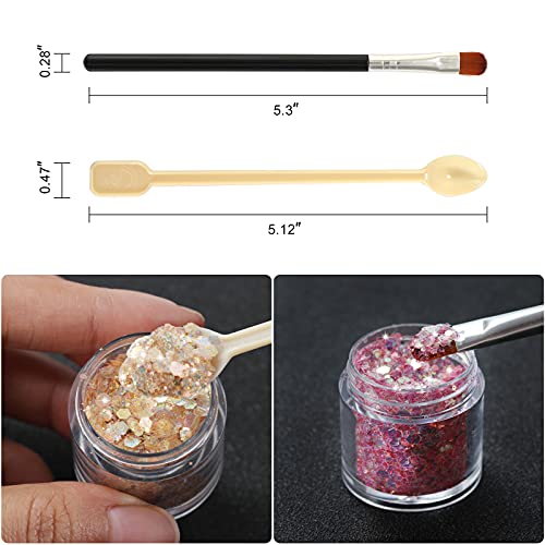 Nail Glitter Supgift 15 Colors 280G Holographic Chunky Cosmetic Iridescent Opal Sequins For Makeup Hair Body Art Slime Craft Resin With Brush 5 Spoons #TOP4