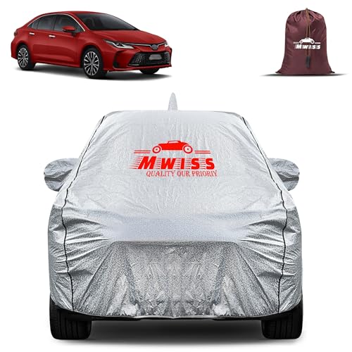 Image of Waterproof Car Body Cover for Toyota Corolla Altis | Mirror & Antenna Pocket Anti-Scratch with Soft Cotton Inner Lining Triple Stitched Protection| Heat Resistant | Rain Protection (Silver)